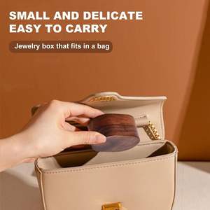 Boîte à bagues en bois boîte à bijoux boîte en bois décorative Vintage Surface lisse exquise Portable doublure douce bague de mariage en bois - Product Image 6