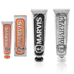 มาร์วิสยาสีฟันไวท์เทนนิ่งผสมมิ้นต์ขิงและชะเอมรส CE ได้รับการรับรองจากแหล่งกำเนิดของสหราชอาณาจักรสำหรับการดูแลลมหายใจและช่องปาก - Product Image 1