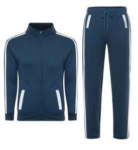 Men's Gym Clothes Morning Jog Suits Clothes Training Cycling Gym <b>Tracksuits</b> Blue Colour & <b>White</b> Stripes <b>Tracksuits</b> - Product Image 5