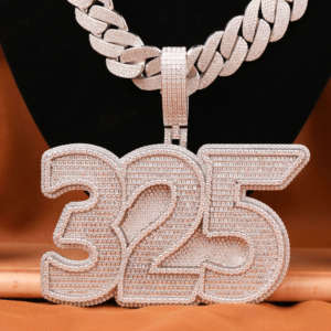 325 925เพชรโมอิสอัญมณีหรูหราเชิงตัวเลขเงินสเตอร์ลิงสีทอง18K จี้สไตล์ฮิปฮอปเย็นที่กำหนดเองสำหรับงานเลี้ยงวันเกิดของผู้ชาย - Product Image 2