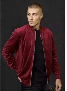 แจ็กเก็ตนักบินกำมะหยี่สีน้ำตาลแดงดีไซน์ขนสัตว์แจ็คเก็ตกำมะหยี่สั่งทำได้ - Product Image 2