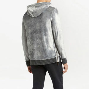 Men's Velvet <b>Hoodies</b> Gray Color <b>Velour</b> <b>Hoodies</b> Warm Pullovers Hip Hop Sweatshirts With Custom Design And Size - Product Image 2