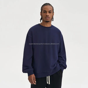 Sweat-shirt 100% coton personnalisé pour hommes fourniture du fabricant 480g Vintage sweat-shirt à col rond en éponge française solide surdimensionné hiver - Product Image 2