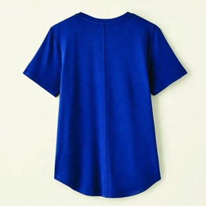 เสื้อผู้หญิงผ้าฝ้าย100% คุณภาพสูงเสื้อยืดคอกลมทรงโค้งใส่ได้ทั้งชายและหญิงแฟชั่นสีทึบ - Product Image 5
