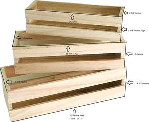 Paquete de 3 cajas de madera para manualidades, juego de Caddy | Anidación para exhibir cajas de madera para manualidades, caja decorativa de madera - Product Image 6