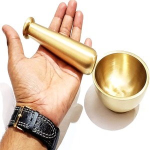 Ensemble de pilon de mortier Imam Dasta en laiton pur Ohkli Musal Kharal pour ustensiles de cuisine 4 pouces utilisation de table pour les espèces de fruits et légumes - Product Image 2