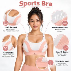 Soutien-gorge de sport en tissu extensible doux, offrant une couverture confortable et un maintien fiable pour la course à pied, les entraînements et les activités sportives. - Product Image 6
