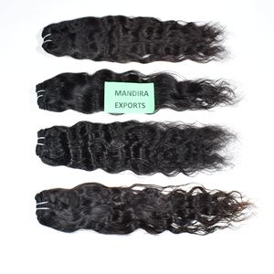 Extensiones de cabello humano ondulado Natural alineado con cutícula sin procesar 100%, extensiones de cabello humano indio Temple de Color negro - Product Image 4