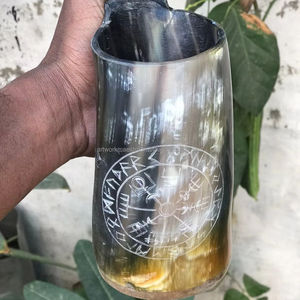 Chope en corne de buffle véritable de qualité supérieure, logo Odin God sculpté à la main, inspiré du viking, Valhalla, idéale pour la culture viking - Product Image 3