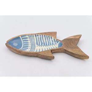 Bandeja de Servir de Madera Ecológica con Forma de Pez Curvada, Hecha a Mano, con Estampado Tribal Esmaltado, Moderna y Decorativa, para Bodas y Diwali - Product Image 3