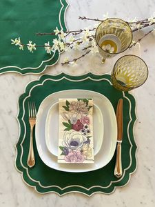 Sets de table en lin classiques décoratifs avec broderie à la main pour une décoration de table spéciale, ambiance luxueuse, carton - Product Image 2