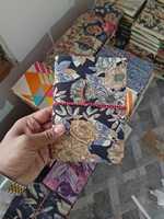 Journaux recouverts de tissu de coton imprimé sur mesure de taille 4*6 pouces fabriqués avec des papiers faits à la main en coton de couleur bleue