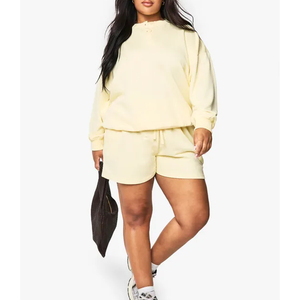 Sudadera de algodón 100% de gran tamaño con cuello abotonado para mujer, sudadera transpirable anticontracción para mujer, Sudadera con capucha color crema para niñas - Product Image 3