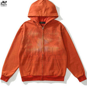 Sudadera con Capucha y Cremallera con Lavado Ácido Personalizada, Algodón Grueso, Mezcla de Algodón Básico, Sudadera con Capucha Extra Grande con Lavado Ácido para Hombre - Product Image 5