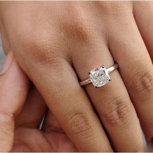 Lab Grown Cushion Cut Diamond Solitaire Solo Anillos de compromiso de boda para mujeres 925 Sterling Silver IGI Certified para fiestas - Product Image 4