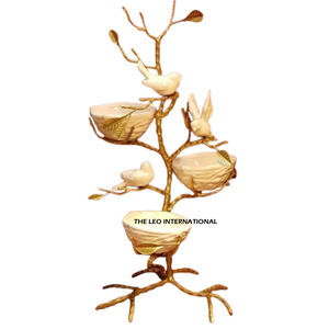 Set of 5 Modern Eco-Friendly Fruit <b>Bowl</b> Aluminum Leaf Design with Gold Plated Customized Technique Free Food Grade - Product Image 6