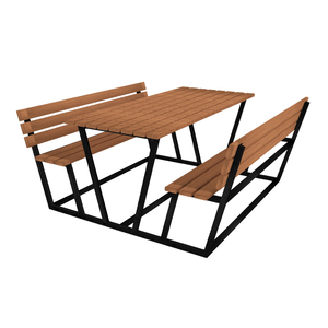 Table de pique-nique en bois de haute qualité pour l'extérieur avec bancs intégrés pour parcs et jardins - Product Image 1