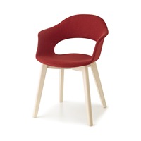 Fauteuil de salle à manger rembourré en tissu avec structure en bois de hêtre