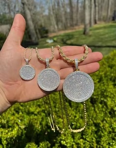 Moissanite círculo redondo Hip Hop medallón joyería fina colgantes y dijes 925 pases de plata esterlina con probador de diamantes - Product Image 3