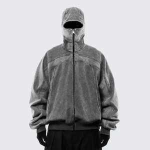 Vente en gros de sweats à capuche zippés pour hommes et femmes de toutes tailles collection printemps polaire surdimensionnée écologique visage Ninja style - Product Image 2