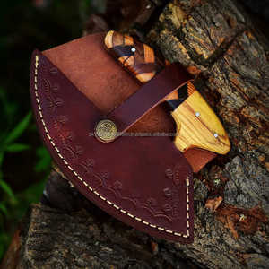 Cuchillo para Pizza Tradicional de Acero Inoxidable Damasco de Espiga Completa, Ecológico, Plateado, con Funda de Cuero Multiusos - Product Image 2