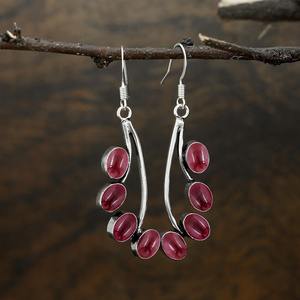 <b>Garnet</b> Gemstone Handmade Simple 925 Solid Sterling Silver <b>Earrings</b> for Women Fashion Dangle 925 Stamp <b>Earrings</b> Silver Jewelry - Product Image 2