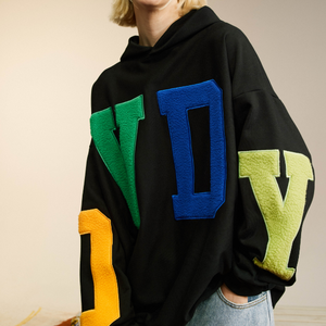 Sweat à capuche patch en chenille éponge française de haute qualité pull surdimensionné brodé personnalisé veste à capuche brodée à la mode pour hommes - Product Image 1