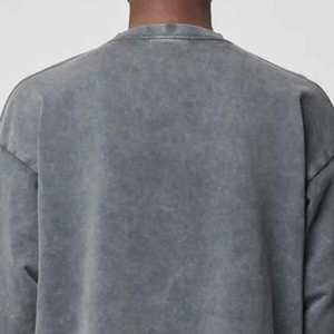 2024 camisetas de lana de algodón de alta calidad para hombres logotipo personalizado manga completa 100% ropa de algodón de punto - Product Image 4