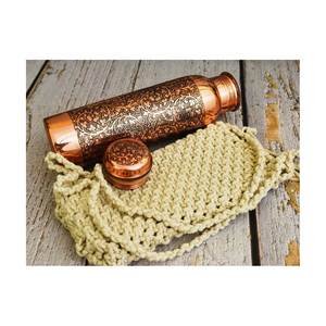 Bouteille d'eau en cuivre fabriquée à la main de vente chaude Inde Pure Drink Wide Metal Water Bottle Design personnalisé avec une qualité supérieure - Product Image 6