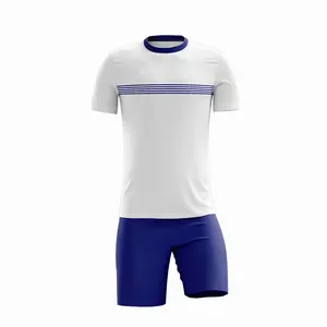 Sports Wear Soccer Uniforms Slim Fit Design With White T Shirts & Shorts With Custom Team Name