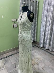 Elegant Sleeveless <b>Floor</b>-Length Evening Gown Beaded Sequin Hand Embroidered Beautiful <b>Boat</b> Shaped Floral Pattern Sexy for Proms - Product Image 3