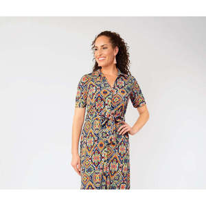 Abito chemisier da donna Leota a maniche corte, multiblu, con bottoni e cintura - Taglia S - Product Image 3