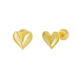 Orecchini da donna in oro 14k con Piercing alla moda con struttura a cuore e taglio gioielli da Piercing ogni giorno di base all'ingrosso da K-Jewelry - Product Image 1