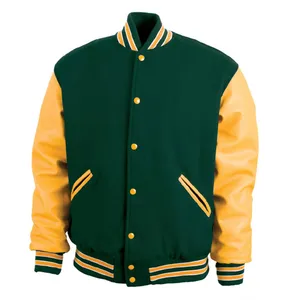 하이 퀄리티 적갈색 색상 대표팀 재킷 레터맨 재킷 긴 소매 밴드 칼라와 야구 재킷