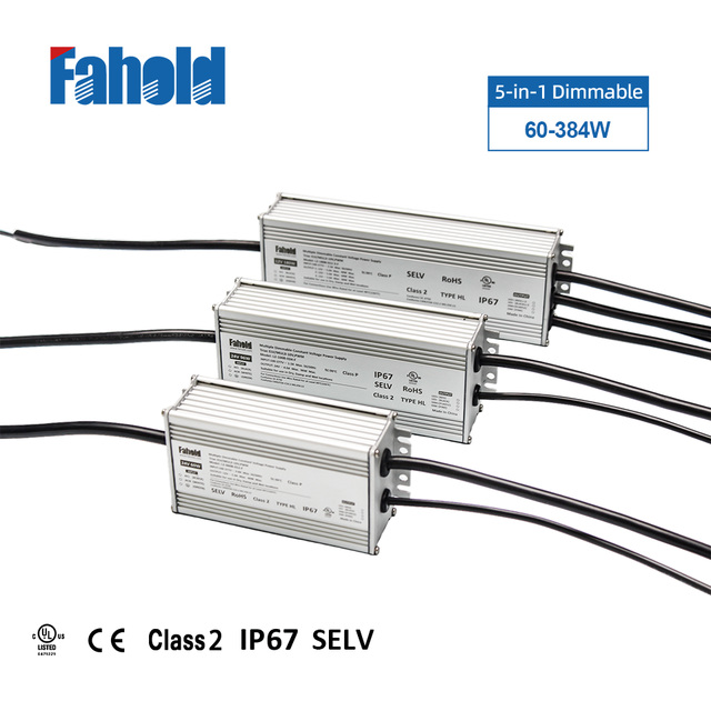 LED Driver AC-DC Waterproof IP67 12V/24V Constant Voltage 60W-384W Multi-channels 5-Year Warranty