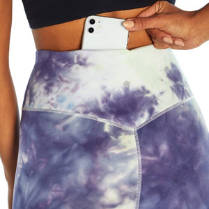 Leggings de entrenamiento de cintura alta con estampado Tie-Dye para mujer Yoga a prueba de sentadillas con bolsillos para deportes de gimnasio - Product Image 5