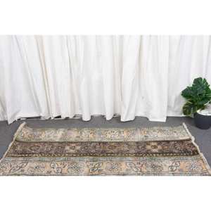 พรมขนสัตว์4.5ft สีเบจสีน้ำตาลคลาสสิกขนาด1.8 x แบบตุรกีดีไซน์แบบเย็บปะติดสำหรับทางเข้าห้องนั่งเล่นหรือห้องนอน - Product Image 2