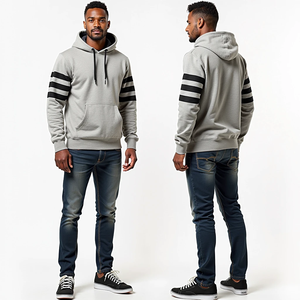 เสื้อฮู้ดโอเวอร์ไซส์สำหรับผู้ชายทรงโอเวอร์ไซส์ไหล่ไม่ผูกเชือกสไตล์สตรีทแวร์พิมพ์ลาย - Product Image 1