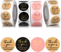 Etiquetas Adhesivas Redondas de Papel Kraft Marrón con Mensaje de Agradecimiento, Rollo de Etiquetas Personalizadas para Empaque de Regalos, Venta al por Mayor para Pequeñas Empresas