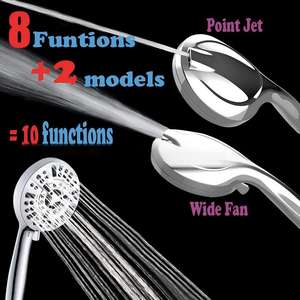 Pomme de <span class=keywords><strong>douche</strong></span> à main en acier inoxydable à haute pression avec 10 fonctions, pulvérisateur, augmentation de la pression de l'eau - Product Image 5