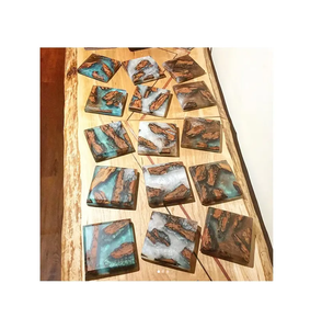 Nouveau design résine et bois sous-verre forme carrée meilleure qualité 15 pièces ustensiles de cuisine sous-verre à bas prix - Product Image 1