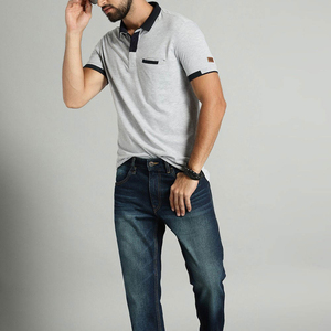 Chemises pour hommes de style actuel, tricotées, respirantes, à manches courtes, couleurs personnalisées, imprimées, en coton et polyester, tissu personnalisé - Product Image 3