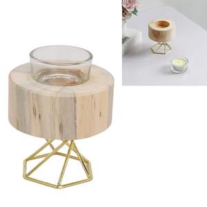 Candelabro Navideño de Madera y Metal Ecológico de Estilo Moderno, Soporte Rústico para Velas de Pilar para Decoración del Hogar - Product Image 4