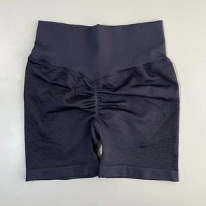 Femmes taille haute grande taille Shorts de sport solide Bermuda entraînement Yoga Shorts bout à bout taille moyenne tricoté Worested Service OEM - Product Image 4