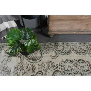 Alfombra turca Vintage Beige marrón 4,6x8,7 pies lana hecha a mano área grande diseño de retazos Rectangular pasillo látex para decoración de habitación - Product Image 3