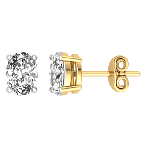 Boucles d'oreilles clous classiques élégantes en or jaune et blanc avec diamant de laboratoire de 2 carats, taille ronde brillante, certifiées IGI - Product Image 4