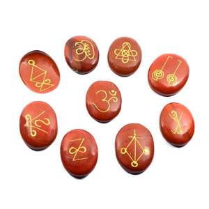 Karuna de alta calidad con forma de jaspe rojo, piedra ovalada, juego de Karuna de 9 piezas, piedras preciosas de cristal curativo natural, juego de Karuna al por mayor - Product Image 6