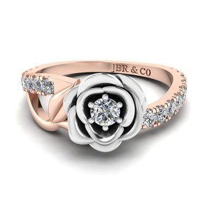 Anillo de compromiso de diseño de flor de Plata de Ley 925 chapado en oro rosa de diamante redondo de lujo para mujer anillo de promesa al precio más bajo - Product Image 1