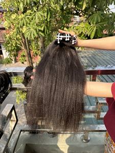 Vente en gros de Yaki trame droite non transformée vierge vietnamienne 100% paquets de cheveux humains crépus droits personnalisés - Product Image 3