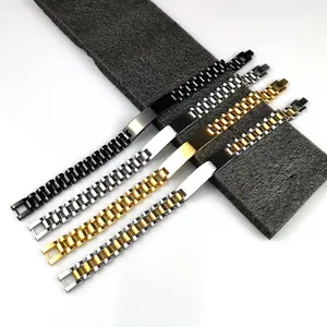 欧迪安珠宝男士金手镯设计不锈钢手镯电镀18k袖口表带手镯
